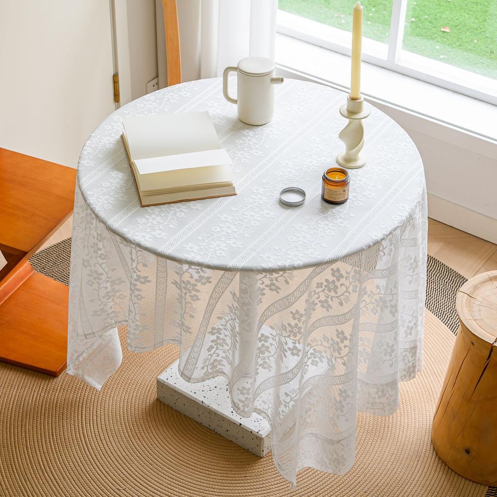Pure White Lace Dining Table Cloth Type North Pastoral Coffee Table Mat Photo Background Decorative Cover Cloth
