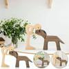 Wooden Craft Family Puppy Dog Figurine Desktop Table Ornament Wood Carving Mode