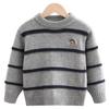 Boys' Striped Wool Crew Neck Sweater - Thick, Warm & Stylish for Autumn/Winter