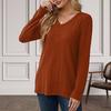 Женская туника-свитер с V-образным вырезом и длинным рукавом, однотонные ребристые повседневные топы, облегающие трикотажные свободные топы на осень
