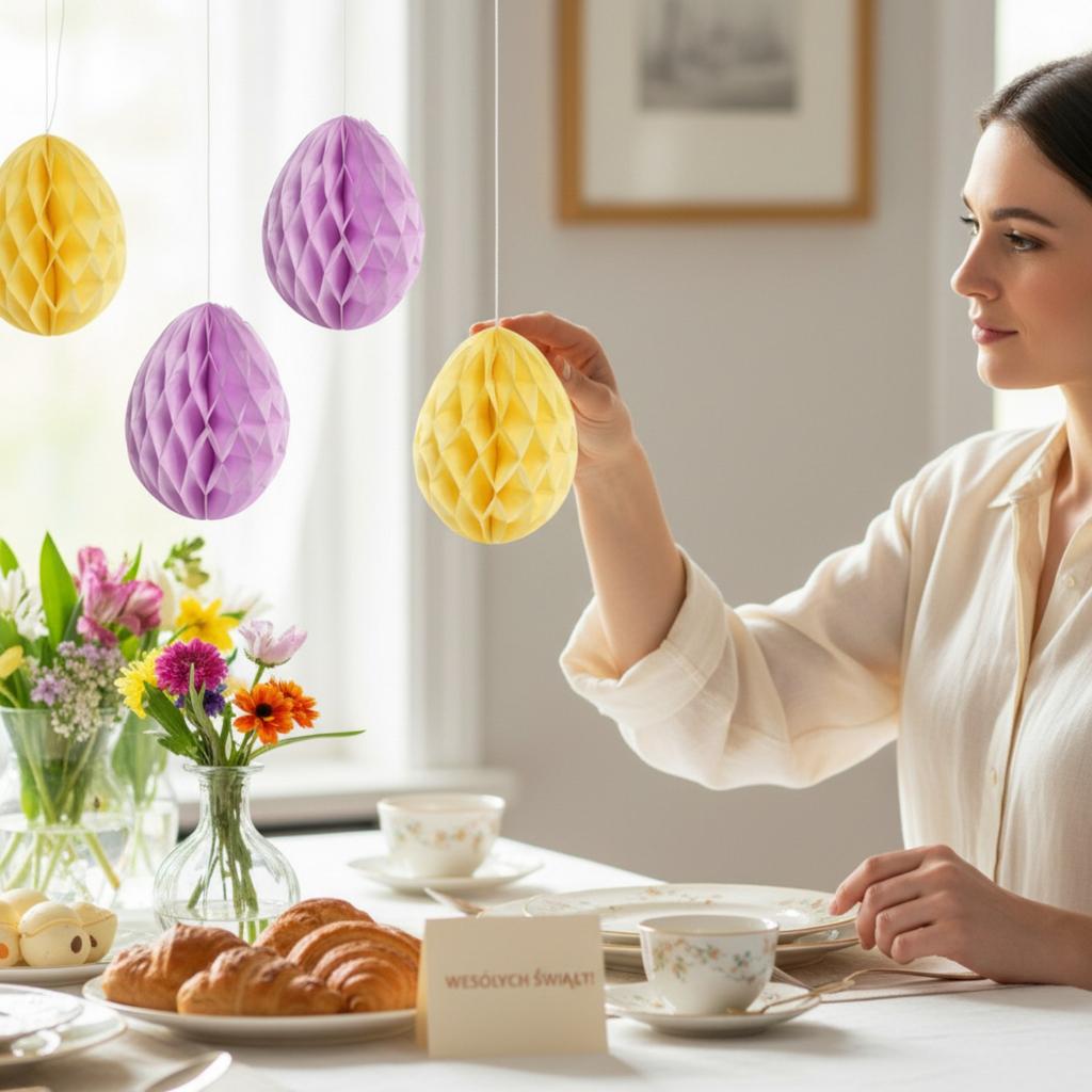 Decorative Colorful Paper Egg Pendants Easter Eggs 4 pcs.