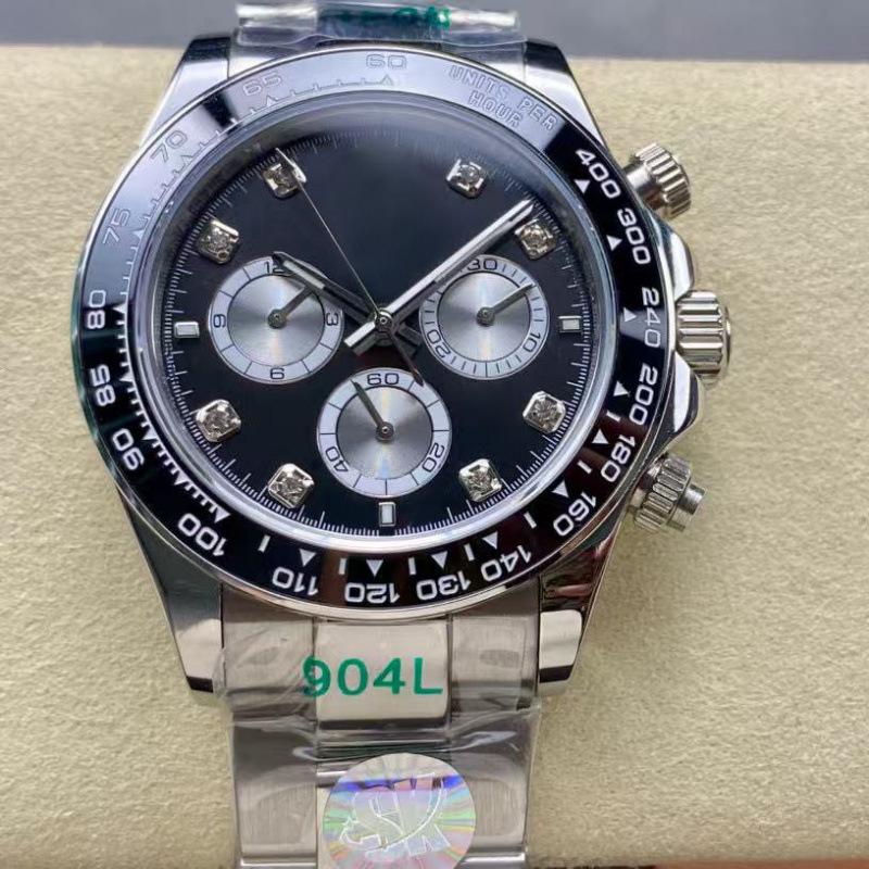 Мужские автоматические механические часы Rolex Daytona 40 мм, многофункциональные, с инкрустацией бриллиантами.