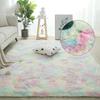 Rainbow Fluffy Carpet Tie-dye Plush Rug Gradient Silk Wool Bedside Rug Non-Slip Mat Soft Plush Area Carpet Room Decoration
