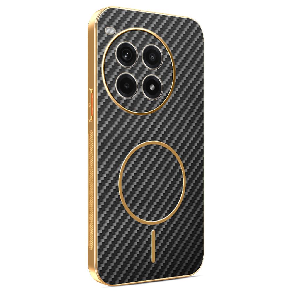 For OnePlus Ace 3 Pro 5G Phone Case Carbon Fiber Textured Electroplated TPU Back Cover
