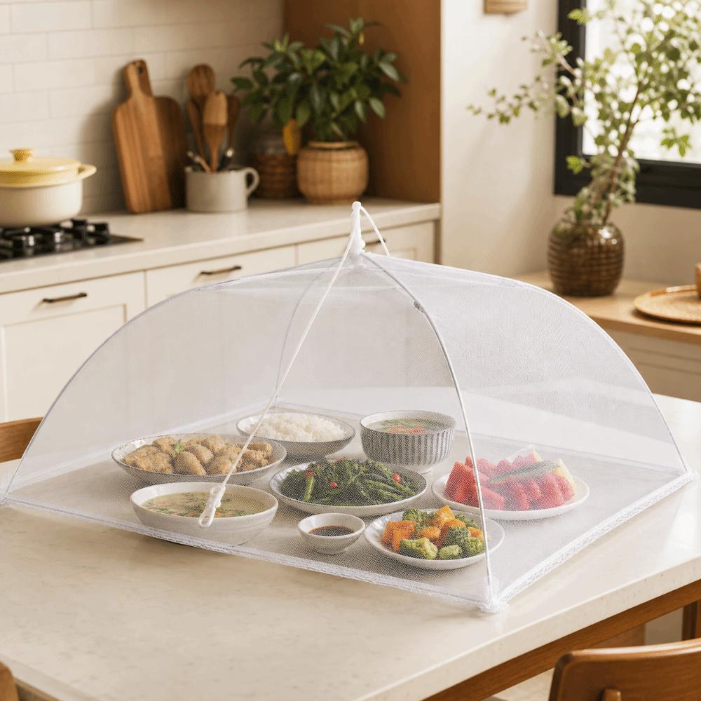 Breathable Dining Table Mesh Cover Foldable Fruit Picnic Protect Net Barbecue Party