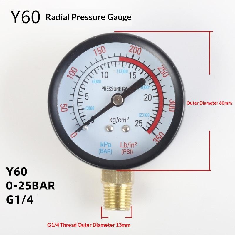 New Sale 1Pcs 0-25Bar 0-10Bar 0-12Bar Hydraulic Fluid Measuring Instrument Air Compressor Pressure Gauge DIY Accessories