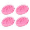 4pcs Rosy Red Egg Shape Detangling Brush Bright Marble Effect Portable Styling Comb Hair Brush