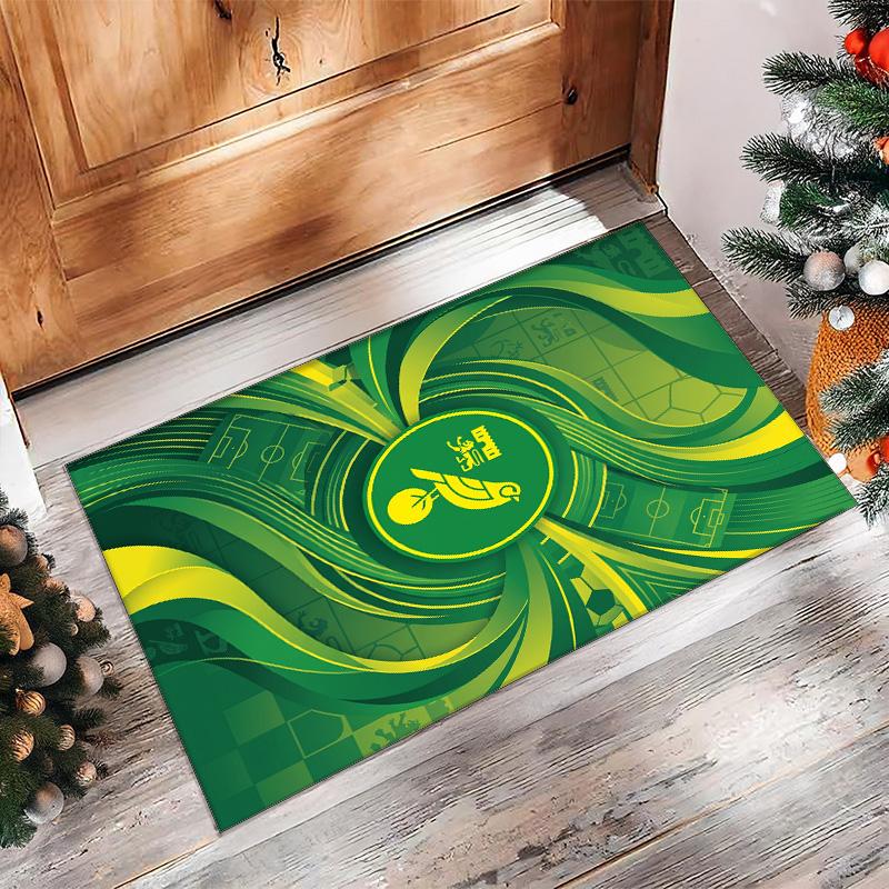 Norwich City Football Print Crystal Velvet Rug, Comfortable Water Absorbent Non Slip Indoor Floor Carpet