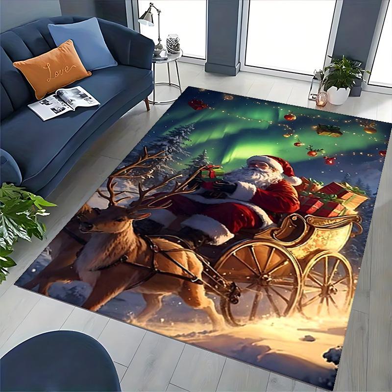 Christmas Santa Claus Reindeer Chair Mat - Anime Cartoon Design, Non-Slip Carpet for Office, Home Decor, Living Room, Bedroom, Gaming Room & Dormitory