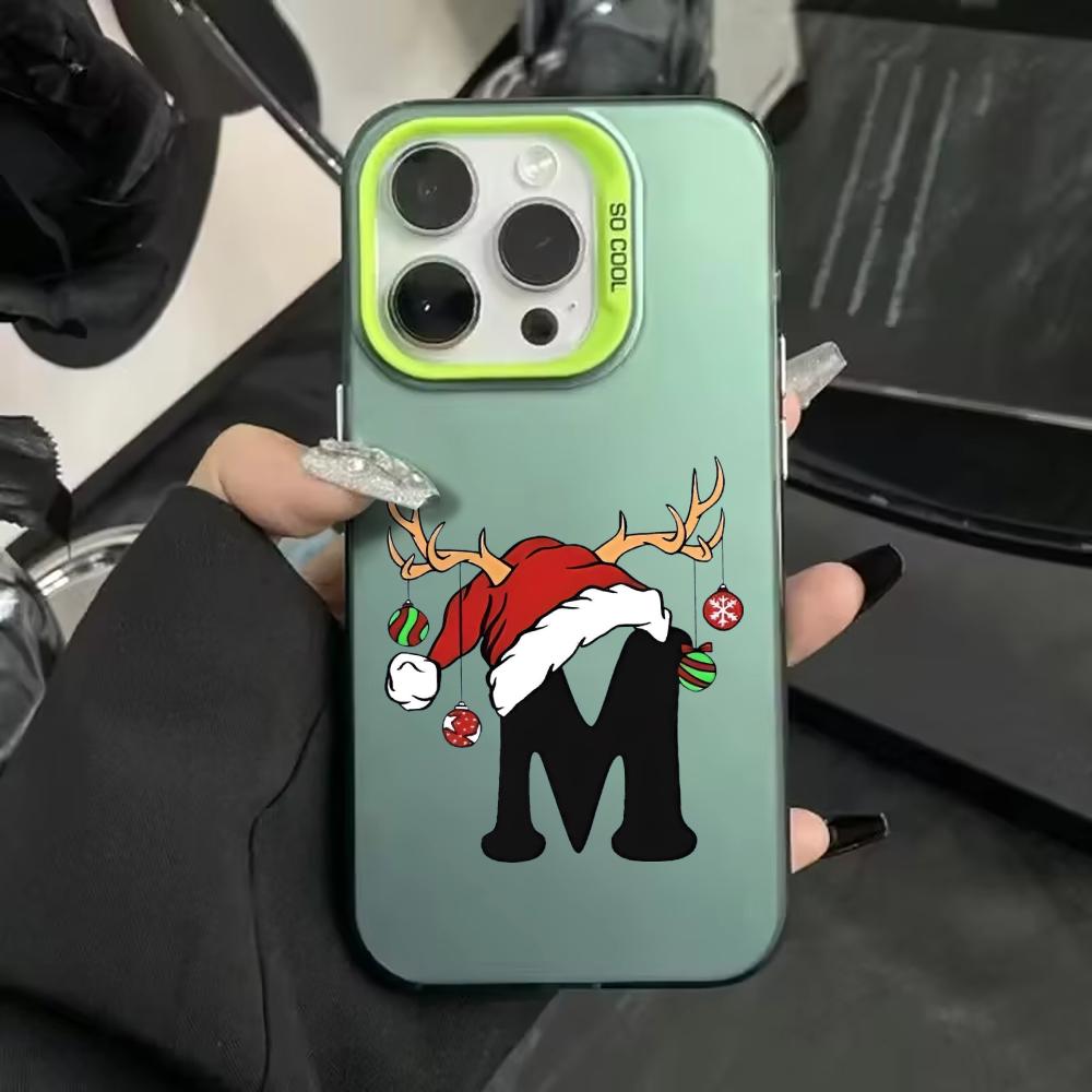 Креативный чехол для телефона с дизайном буквы 'M' на Рождество, подходит для iPhone 17 16 15 14 13 12 11 Pro/Max/Plus, противоударная задняя крышка