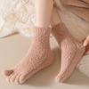 1 Pair Coral Fleece Toe Socks Winter Thick Warm Five Finger Split-Toe Floor Socks Plush Sleep Socks Non-Slip Mid-Calf Socks for Home