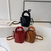 Drawstring Design Water Bucket Bag Women Solid Vegetable Basket Handheld Crossbody Bag Autumn Winter New High End Wedding Bag