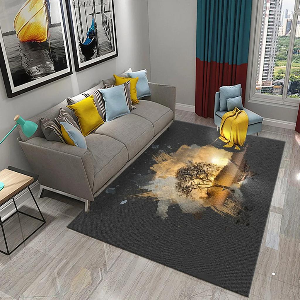 3D красочный ковер с абстрактным деревом для кухни, ванной, входа, нескользящий ковер, гостиная, балкон, спальня, декор, напольный коврик, коврики