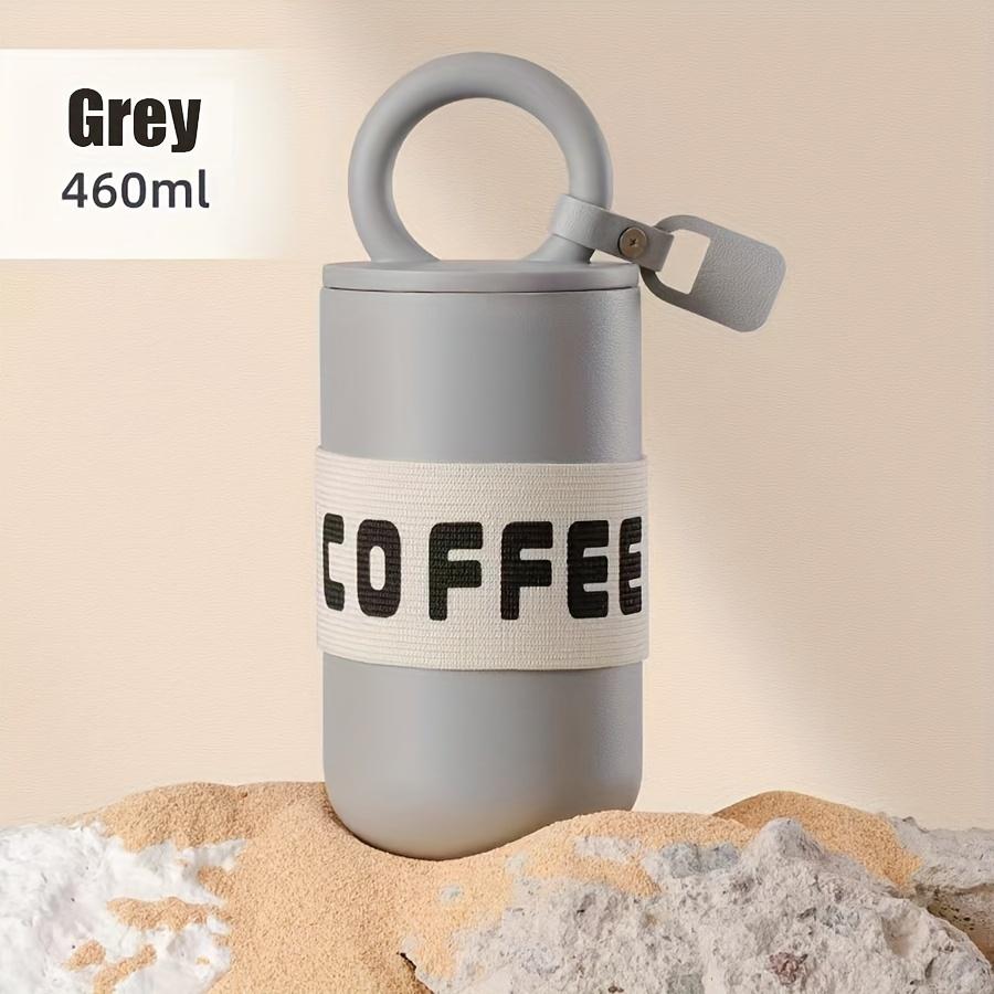 Кофейная чашка из нержавеющей стали, портативный изолированный чайник с ремнем для переноски - подходит для кемпинга на открытом воздухе, езды на велосипеде, спорта и фитнеса