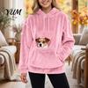 Dog Carrying Pullover Top Women Pet Pouch Hoodie, Oversized Fuzzy Hooded Sweatshirt with Kangaroo Hoodie Pouch, Cat for Fall Winter Hands Free