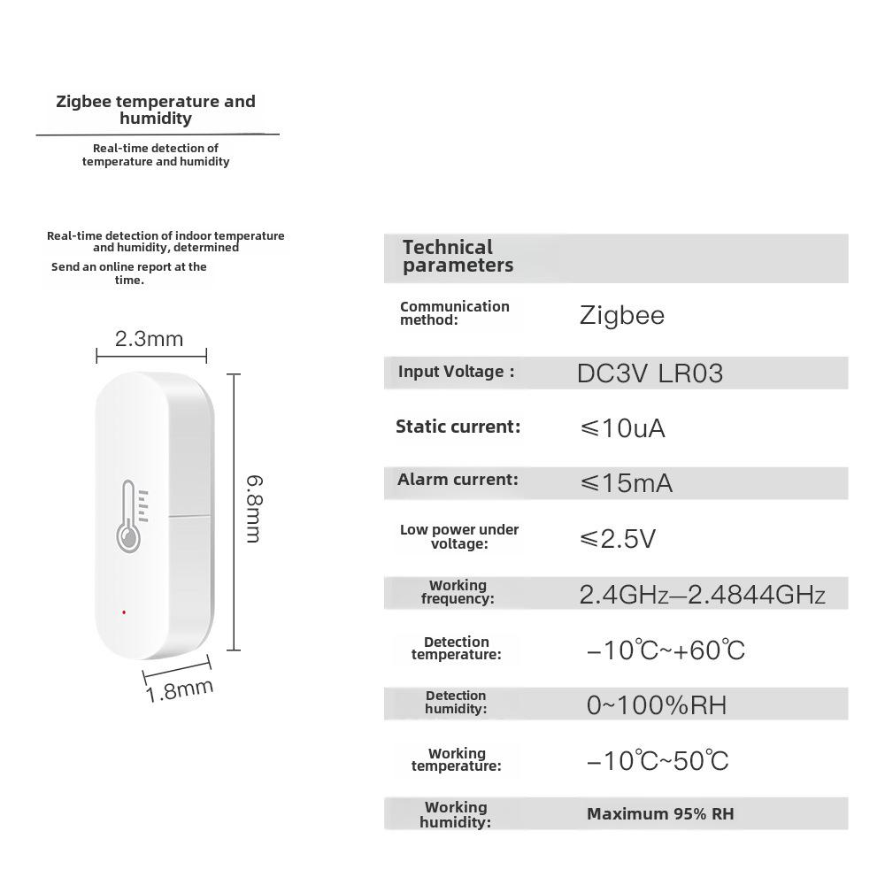 Tuya Zigbee Smart Home Water Detector & Smoke Alarm with Wireless Temperature and Humidity Sensor Switch