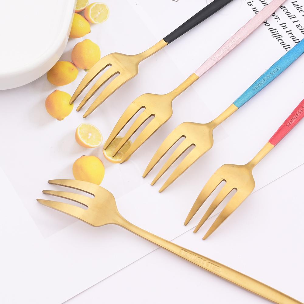 6 шт. мини-набор вилок для фруктового торта, закусок из нержавеющей стали, чай, набор вилок для фруктов, десертная вилка, белое золото, маленькая вилка для салата, посуда