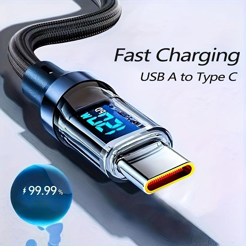 Кабель для быстрой зарядки USB A — Type C 120 Вт с цифровым дисплеем для Huawei и других