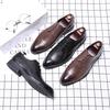 2025 Spring Men's Shoes Business Dress Leather Shoes British Trendy Men's Pointed Head Lace-up Casual Shoes