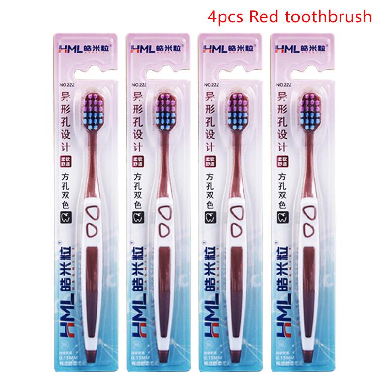 4 Packs High-End Caring Soft Nylon Bristle Toothbrush Set, Ergonomic Handle, Ideal Choice For Travel And Hotels