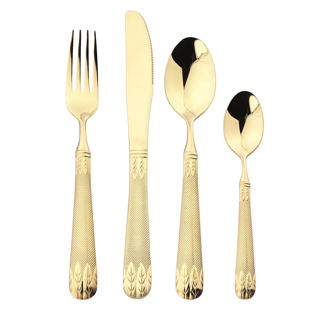 4 шт., набор столовых приборов, золотые колосья пшеницы, столовая посуда из нержавеющей стали 304, нож, вилка, ложка, обеденный набор, столовые приборы в западном стиле