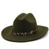 Free Shipping Leopard Belt Fedora Hat Women Wide Brim Solid Color Jazz Top Hat Autumn and Winter New Panama Hat Gentleman Hat