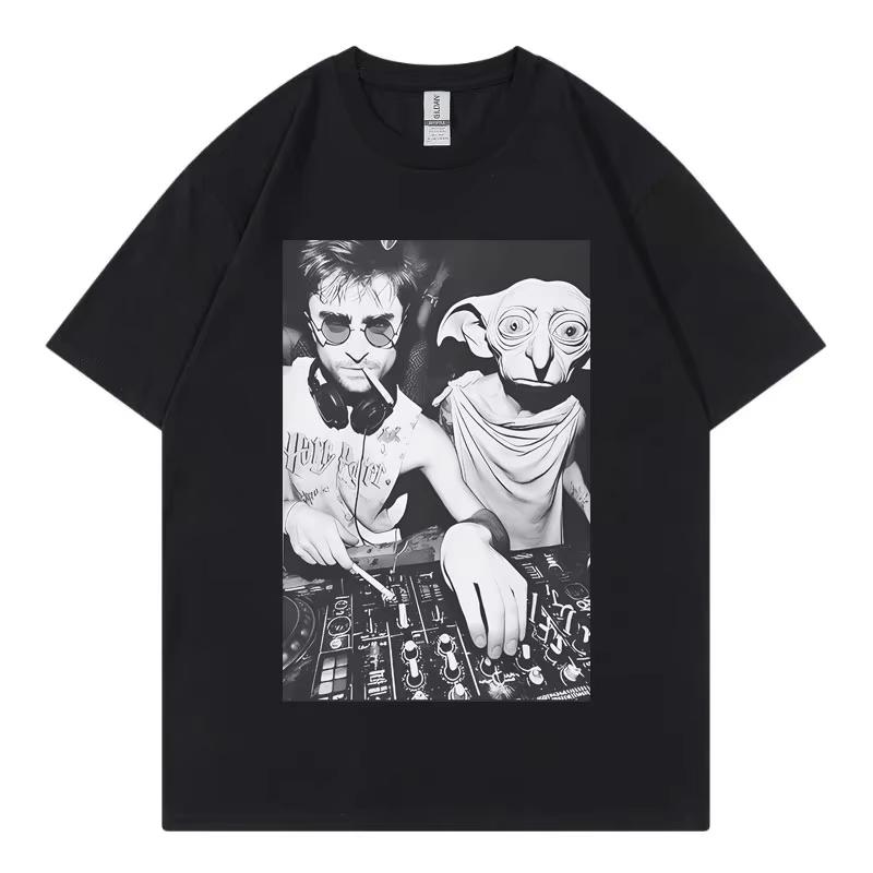 Dobby the House Elf DJ Fun Meme Gótico Camiseta Casual Y Relajada De Manga Corta Retro