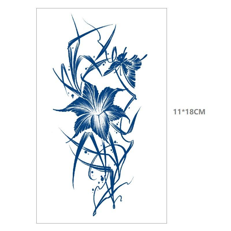 Herbal Juice Waterproof Butterfly Thorn Plain Flower Chest Semi Permanent Gradual Change Water Transfer Tattoo Sticker