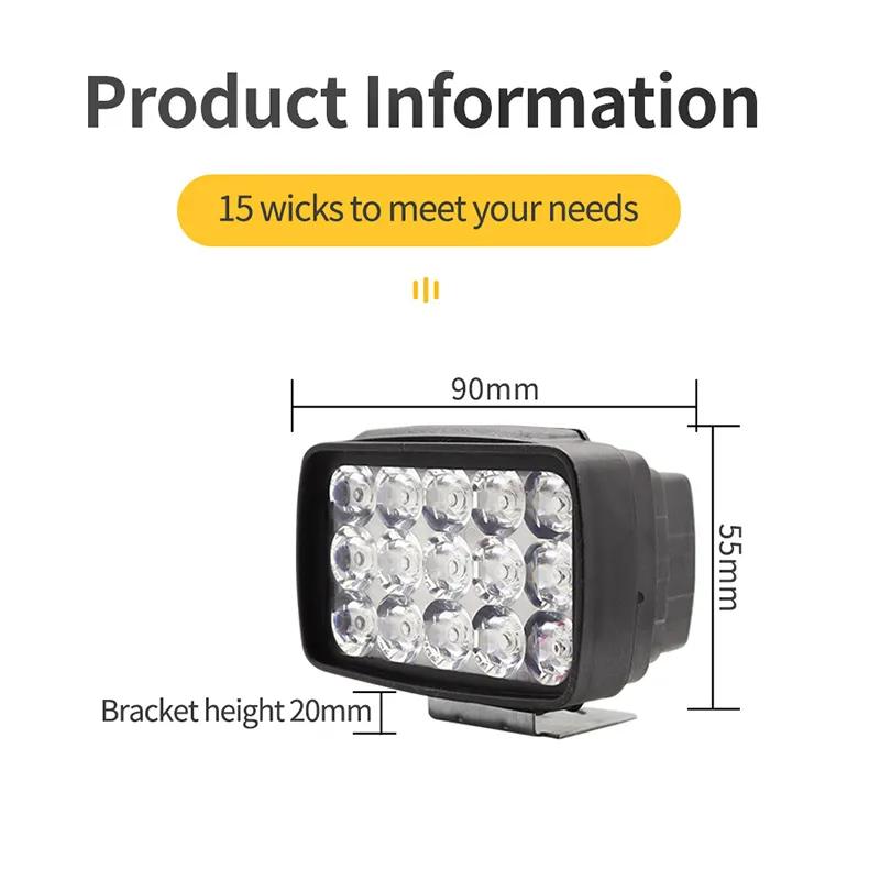 15LED 45W квадратная фара для мотоцикла, передний вспомогательный фонарь, противотуманные фары, аксессуары для мотоциклов, универсальный 12 В
