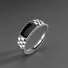 Fashion Simple Checkered Ring for Men Retro Hip Hop Open Finger Ring Punk Student Jewelry Accessories Gifts