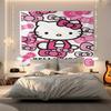 Гобелен Hello Kitty Настенное панно Кавайная Эстетичная Декор Комнаты Милое Настенное Искусство для Спальни Общежития Подростков Девочек