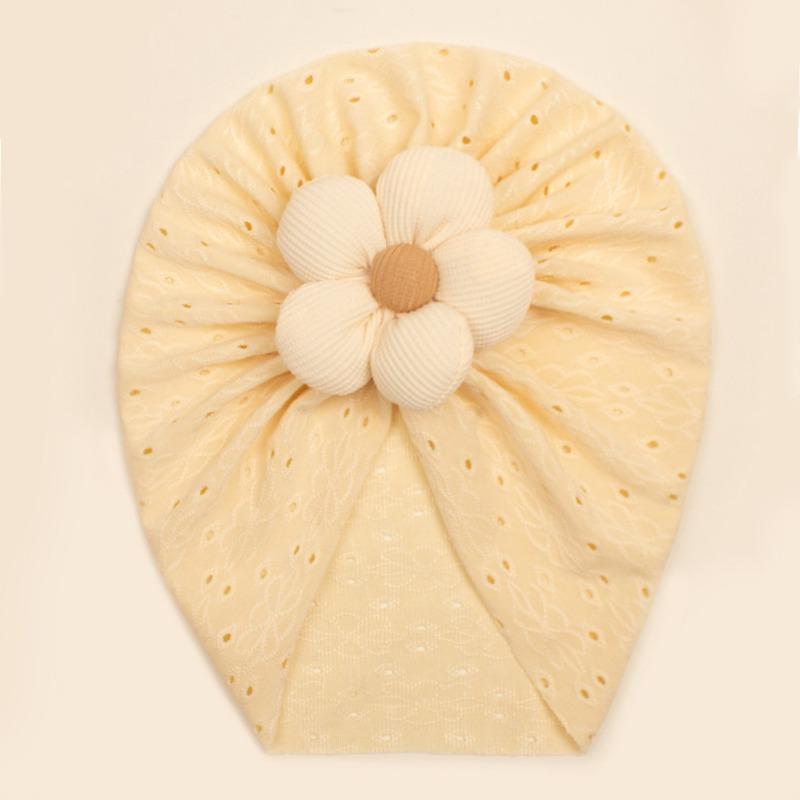 Autumn new children's hole pattern hat, baby breathable flower pullover hat, baby hat