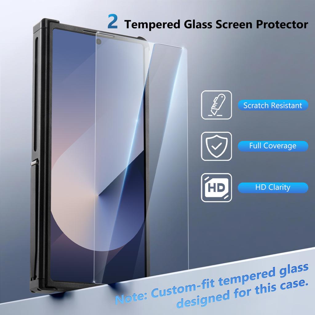 Oatsbasf Металлическая безрамочная чехол-подставка для Samsung Galaxy Z Fold 6 с надежным захватом, противоударная защитная крышка для телефона