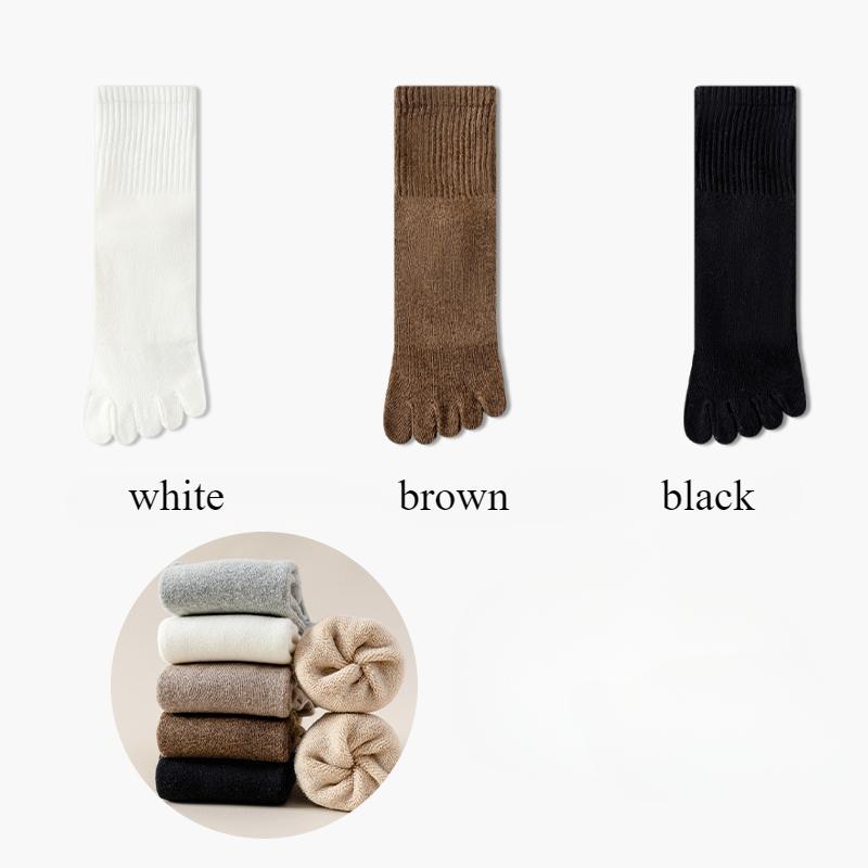 3 пары флисовых осенне-зимних носков с пальцами для женщин, толстые теплые носки с пятью пальцами, высококачественные хлопковые спортивные носки