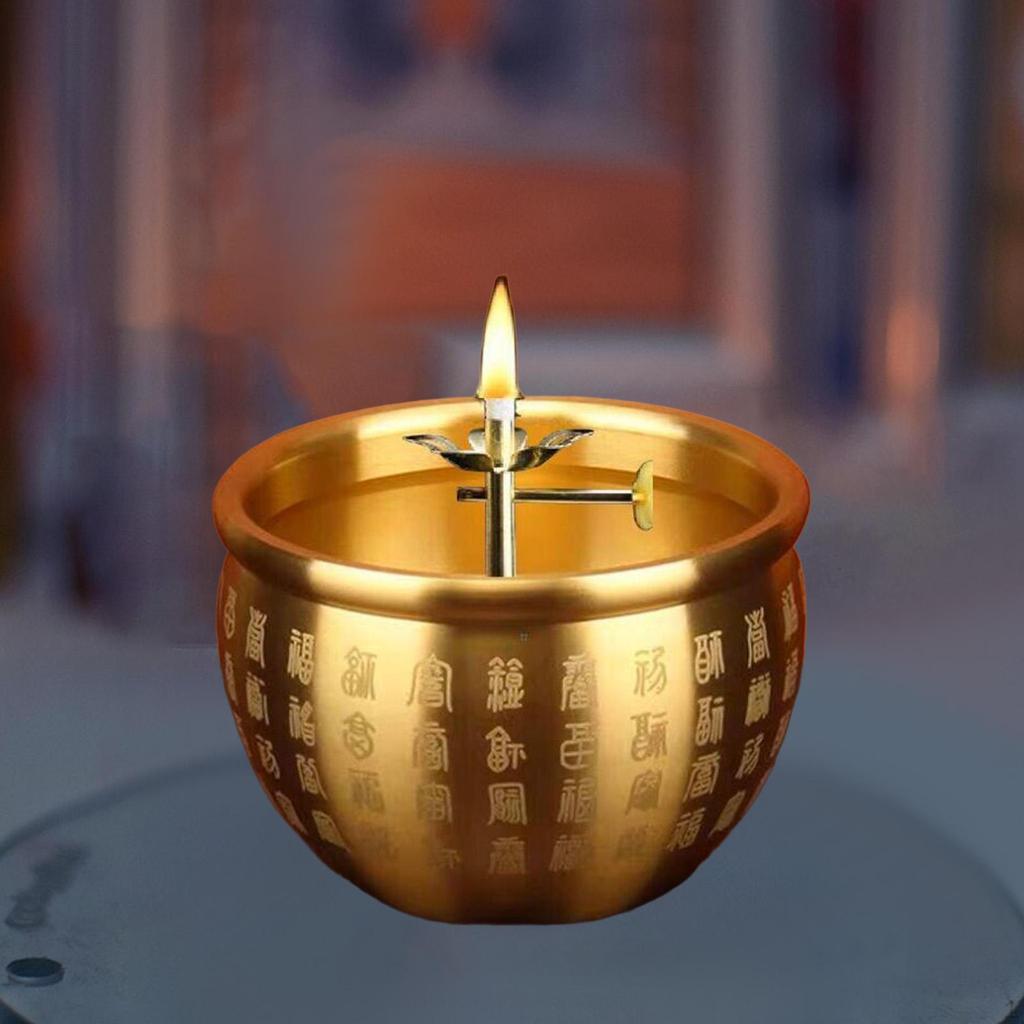 Ретро масляная лампа регулируемая яркость медные алтарные принадлежности украшение держатель для гхи масляные лампы