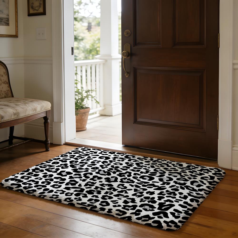 New Fashion Leopard Print Diy Girls Floor Mat Soft Flannel Absorbent Mat Non-Slip Rug Home Bedroom Bathroom