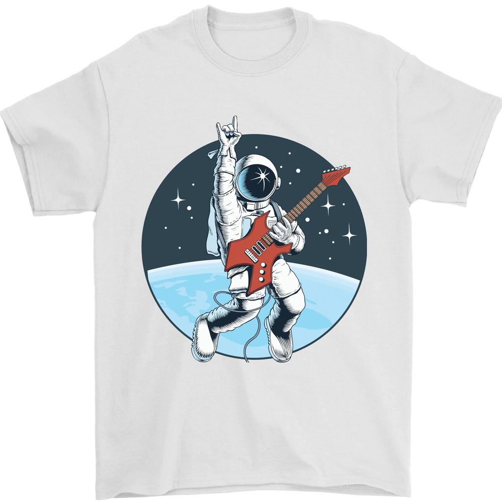 Space Rock Funny Astronaut Guitar Guitarist Unisexs TShirt Women Unisex Summer Fashion Casual Cotton Graphic T Shirts Streetwear