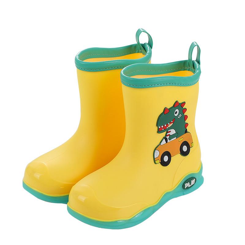 Children's Rain Boots New Cute Cartoon Rain Shoes Outdoor Waterproof Non-Slip Dinosaur Boys and Girls Shoes