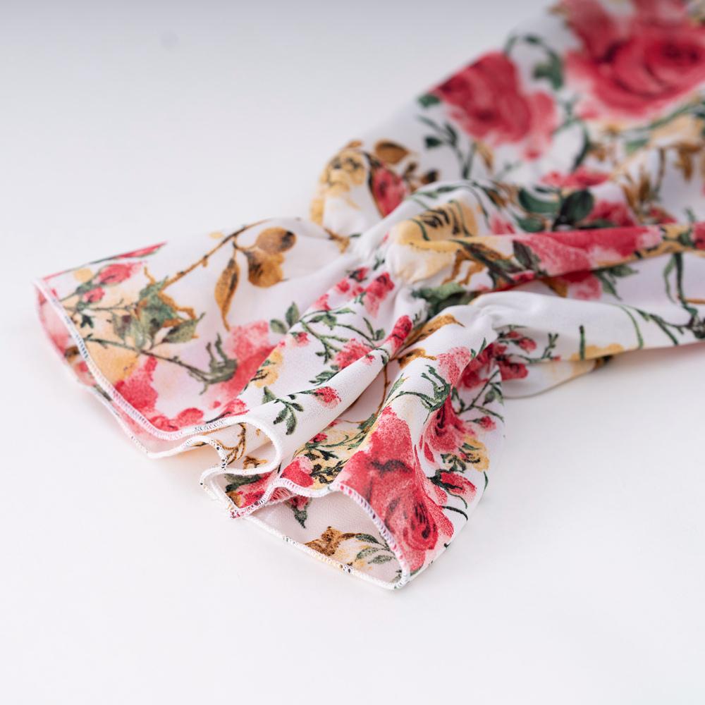 Женская осенне-зимняя рубашка с круглым вырезом и оборками, рукавами-фонариками, цветочная рубашка с принтом, топы