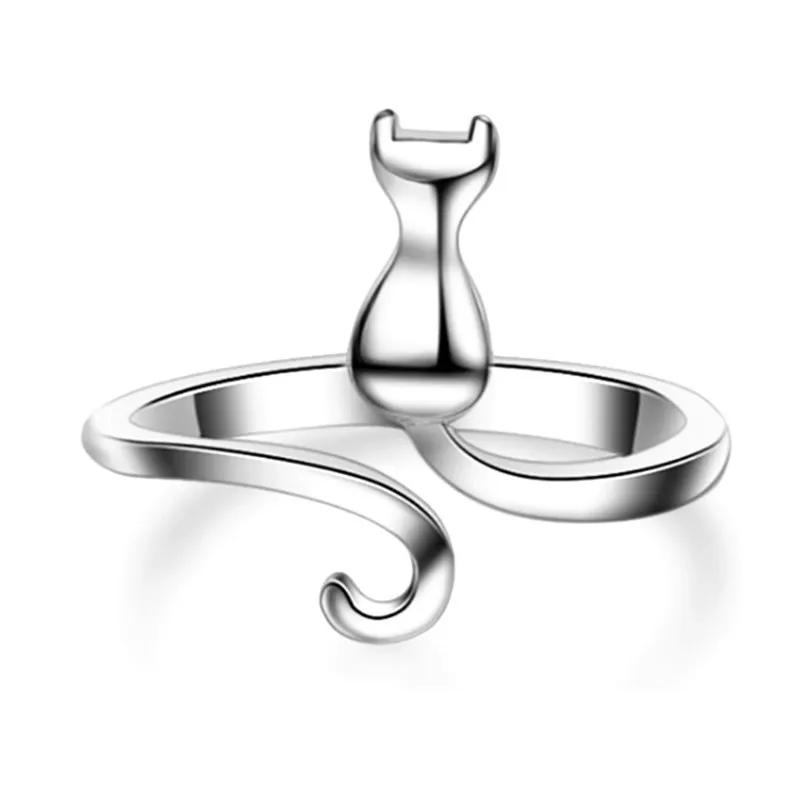 925 Sterling Silver Cat Rings for Women Engagement Luxury Designer Jewelry Female Offers with Jewellery