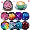 8 Pieces/set of Diamond Colored Flower Painted Coaster Set with Holder DIY Coaster for Beginners and Adults, Art and Craft Supplies Gift