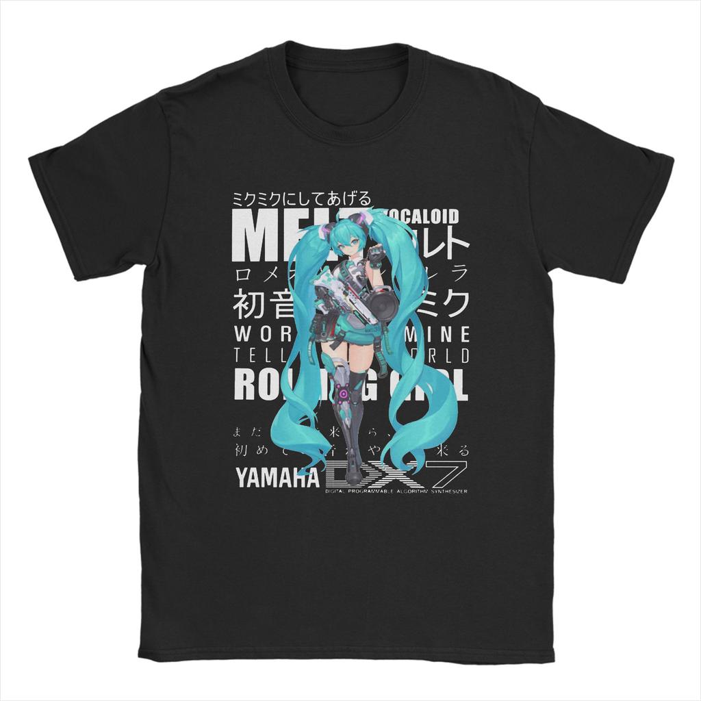 Аниме Футболки Хацунэ Мику Мужские Женские Vocaloid Винтажная Хлопковая Футболка С Круглым Вырезом С Коротким Рукавом Летняя Одежда