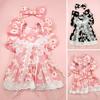 Summer Dog Dress Cute Floral Print Bow Hairpin Breathable Casual Elegant Outfit Wear Bow-knot Lace Princess Dress Pet Cat