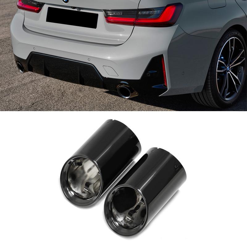 2x Черные насадки на глушитель для BMW 3 серии G20 G21 (Только до рестайлинга 2019-2022) Подходит для 320i 320d 330i 330e Touring Wagon Глушитель Выхлопная труба