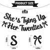 She's Tying Up Her Twenties Banner - Black Coquette 30th Birthday Decor, Black Bow Thirty Years Old Birthday Party Decorations