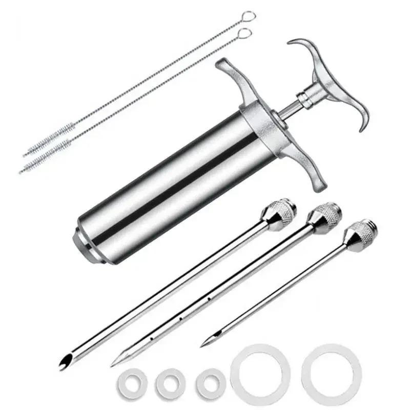 Marinade Meat Seasoning Injector Kit Grill Turkey BBQ Seasoning Sauce Flavor Needle Cooking Syringe Stainless Steel Injector