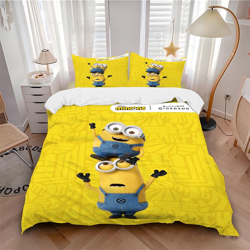 3Pcs Minions Teamwork Adventure Bedding Sets For All Sizes New 3D Printed Bed Cover Comforter Duvet Cover Pillowcase Bedroom Decoration