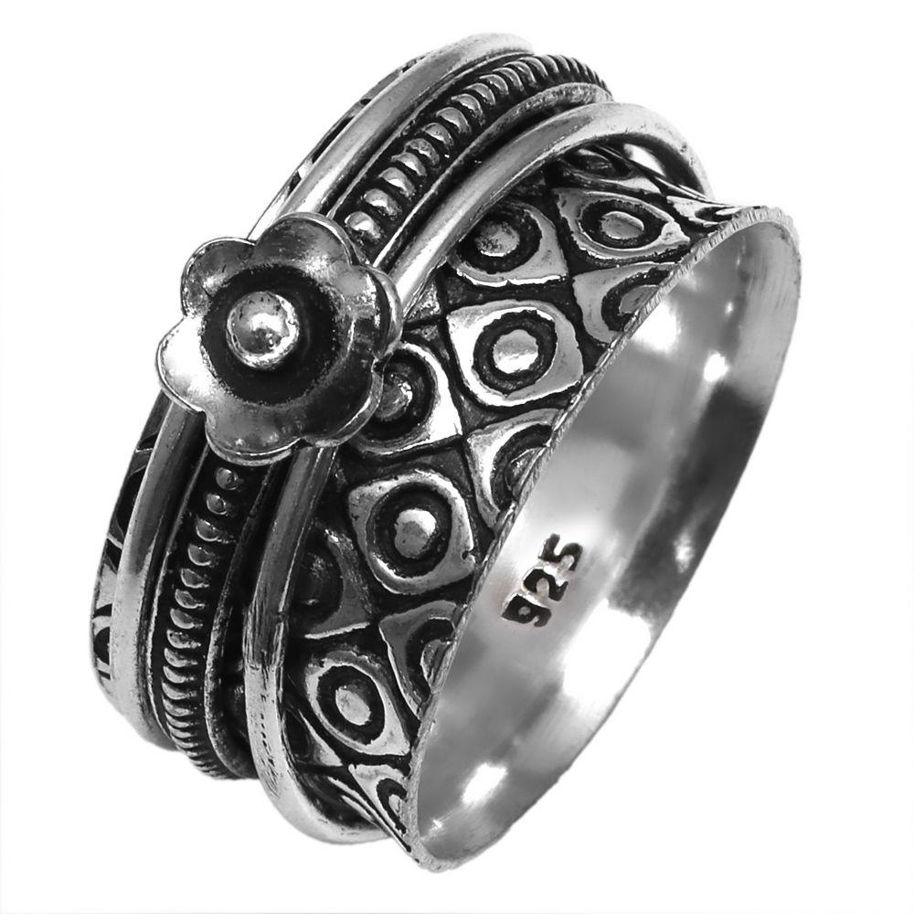 Серебряное кольцо-спиннер для женщин, четыре кольца-спиннера, серебряное ювелирное кольцо "10,5"