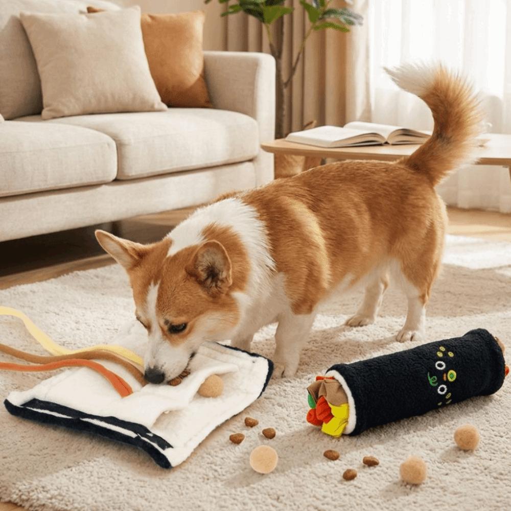 Seaweed Rice Rolls Hidden Food Dog Toy Plush Food Leakage Dog Squeak Toy Bite Resistant Interactive Dog Chew Toy