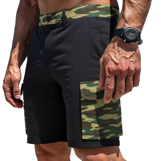 Мужские шорты карго средней посадки, на пуговице и молнии, повседневные шорты с множеством карманов, однотонные, прямые, с широкими штанинами, летние шорты